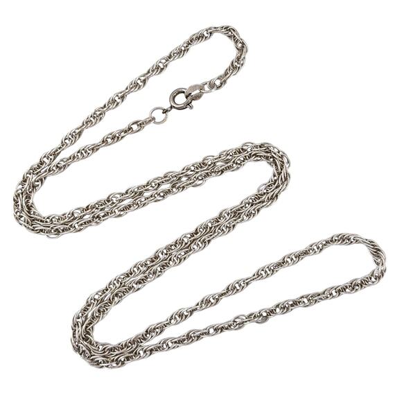 Vintage Sterling Silver 925 Rope Chain Necklace 24" - Picture 1 of 3